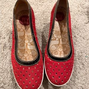 Fly London Women's Red Perforated Flats